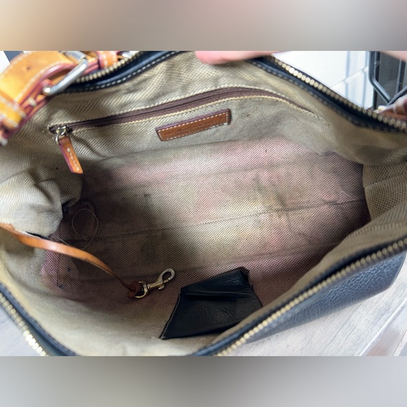 Vintage Dooney & Bourke Black Pebbled All Weather Leather Hobo Shoulder Handbag - Picture 9 of 14